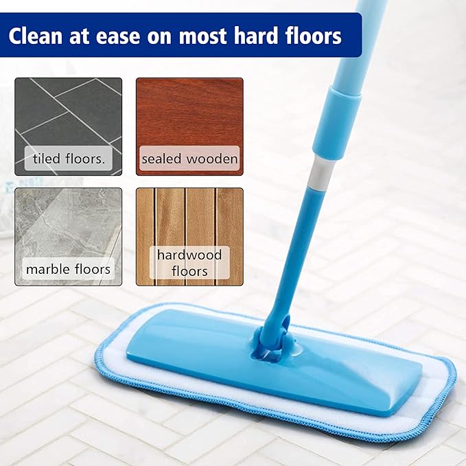 Replacement Washable Microfiber Absorbing Mop Head - Compatible with E-Cloth Deep Clean Mop Head Wet &amp Dry Cleaning Cloth Refills for All Hard-Floor (Blue) 6Pack
