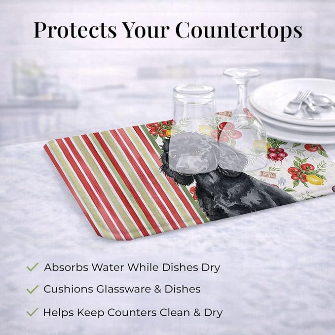 Caroline's Treasures Standard Black Poodle Vegetables Dish Drying Mat Absorbent Dish Drying Mat Pad for Kitchen Counter Dish Drainer Mat for Countertop 14 x 21 Multicolor