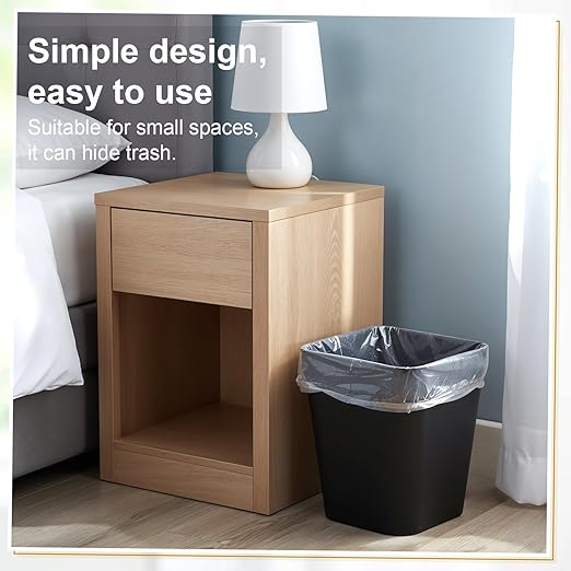 SHENLIU 9 Pack 2 Gallon Trash Can Black Small Garbage Can Bulk Bathroom Trash Bin Plastic Wastebasket Square for Bedroom Office and Kitchen Bathroom Narrow Space