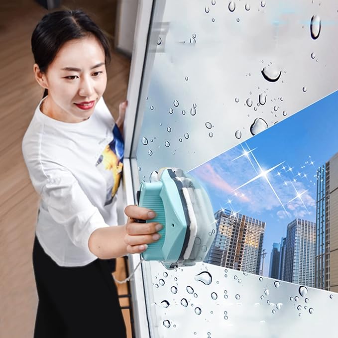 Magnetic Window Cleaner Double Side Magnetic Window Cleaner 8-Files Adjustable Glass Wiper Cleaning Tool for Outside Window Washer Cleaner