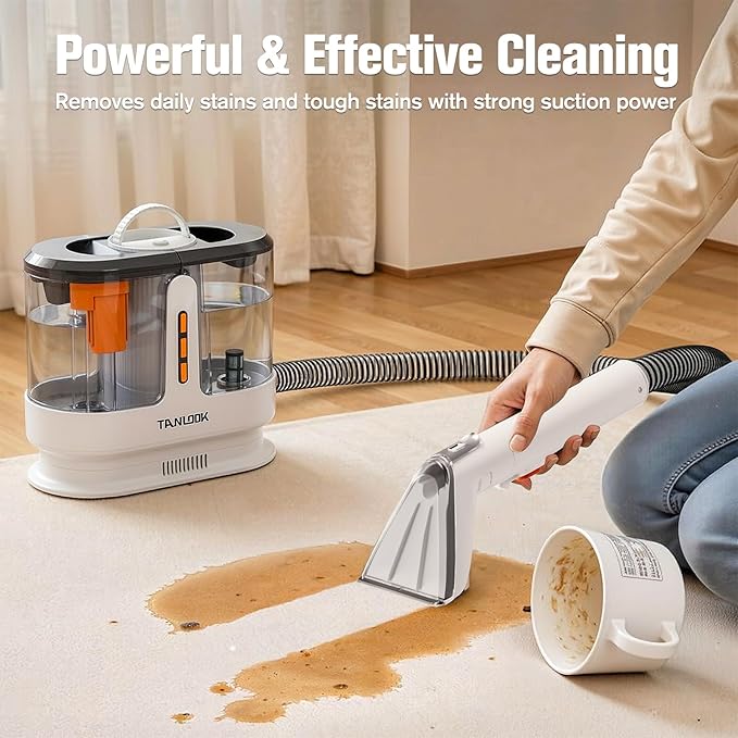 Portable Carpet Cleaner Machine with 18Kpa Powerful Suction Self-Cleaning Upholstery &amp Spot Cleaner for Pet Stains Car Couch &amp Rug with Cleaning Tools