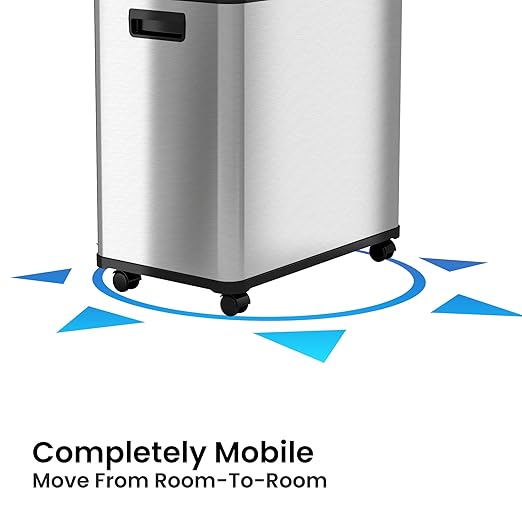 iTouchless 16 Gallon Sensor 2.0 Technology Dual Compartment Kitchen Trash Can and Recycle Bin with Wheels Stainless Steel Automatic 8 Gallon Per Side for Home Office Store Business