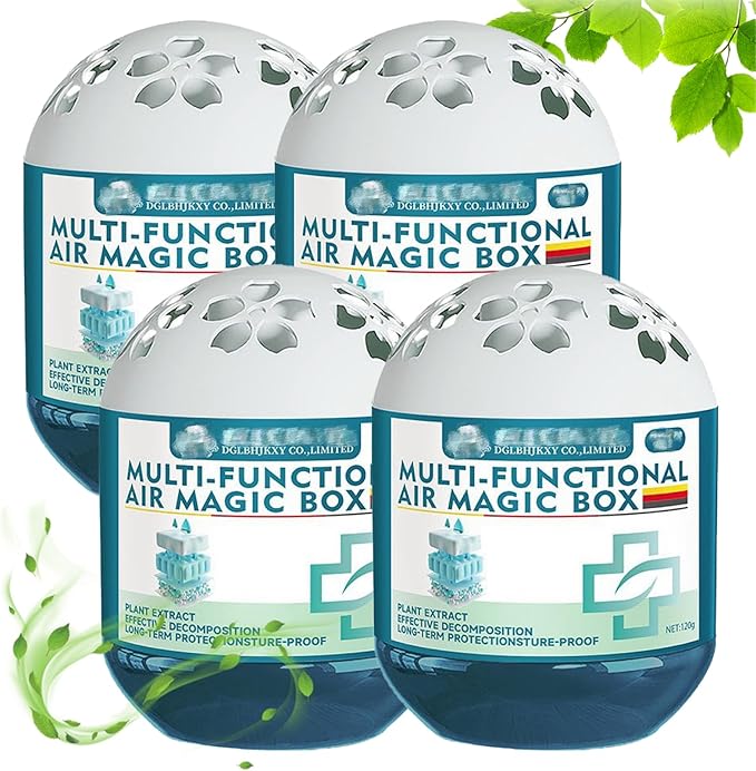 Air Magic Box Indoor Air Purification Dust Removal Magic Box Requires No Electricity Silent Automatic Vacuuming Long Lasting Fresh Air Gel 4.23 Oz for Any Corner (4PCS)