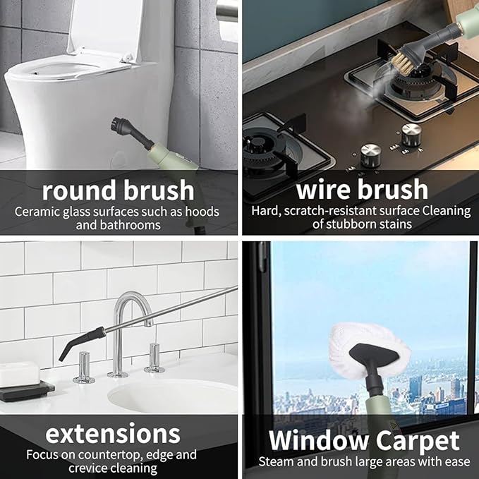 Handheld Steam Cleaner with Smart Touch Screen Portable High Pressure Steamer 6-Gears Adjustable Powerful Steame Cleaning Machine with 3 Brushes
