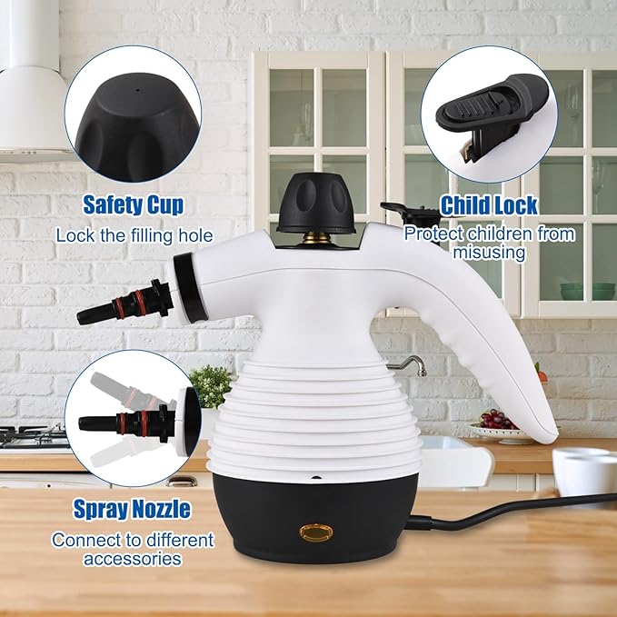 Steam Cleaner Steam Cleaner Handheld Handheld Steam Cleaner with 15 Pcs Accessories 1000W for Home to Dirt Grout Tile Grease and More (US Plug)