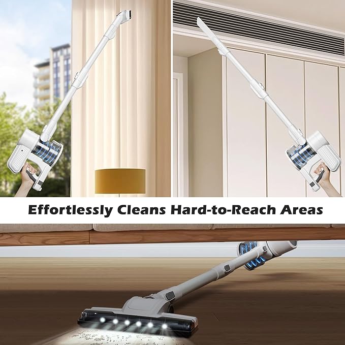 PURKINN B8 Cordless Vacuum 200W Brushless Motor &amp 28000Pa Suction 3-Mode for Carpet &amp Hard Floor Lightweight Stick Handheld Vacuum Cleaner for Home and Car