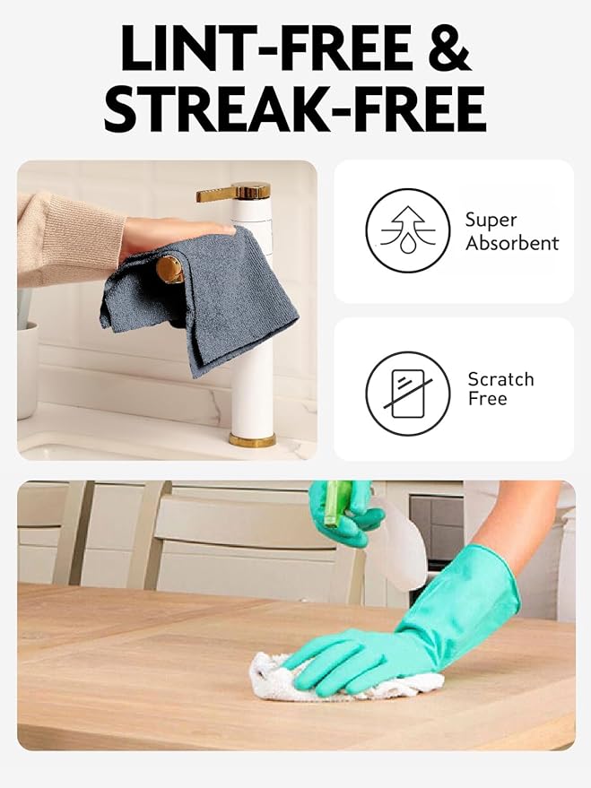 Fantasticlean Microfiber Cleaning Cloth Roll -150 Pack Tear Away Microfiber Towels 12 x 12 Reusable Washable Ultra Absorbent Dishcloth for All-Around Cleaning Supplies (White &amp Dimgrey)
