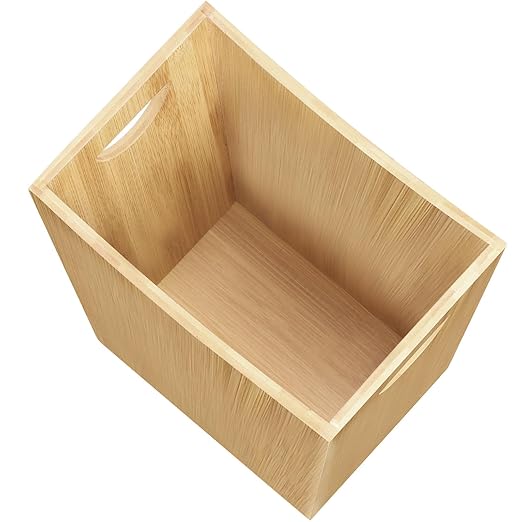 SEHERTIWY Wood Trash Can Wastebasket 2 Gallon Small Waste Basket with 2 Handles Rectangular Bathroom Garbage Can for Bathroom Office Living Room Bedroom Kitchen