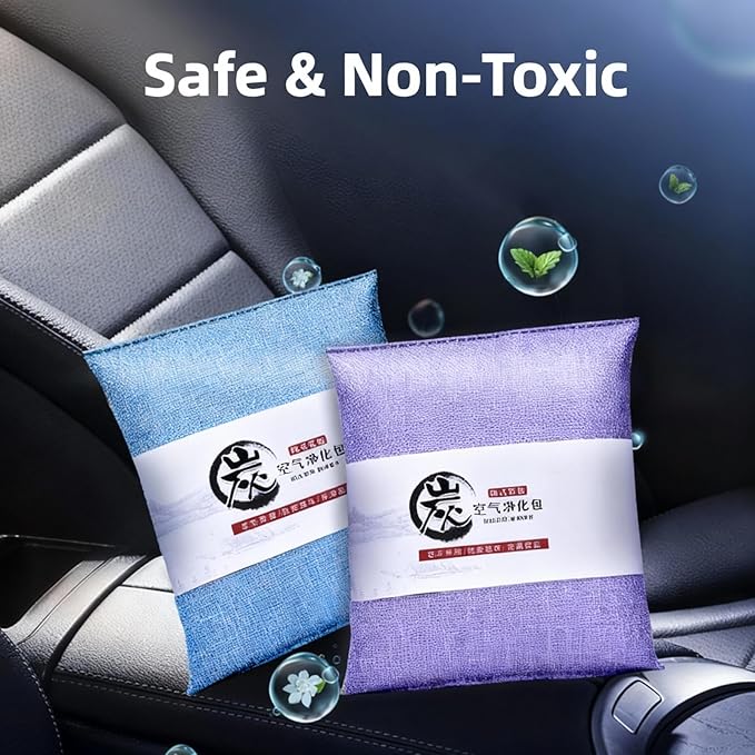 500g Activated Charcoal Air Purifying Bag Natural Odor AbsorberNatural Smell Deodorizer Car Air Freshener Bag Car Air Odor Remover Absorbers for Car Home Bedroom Closet (Grey5Pcs)