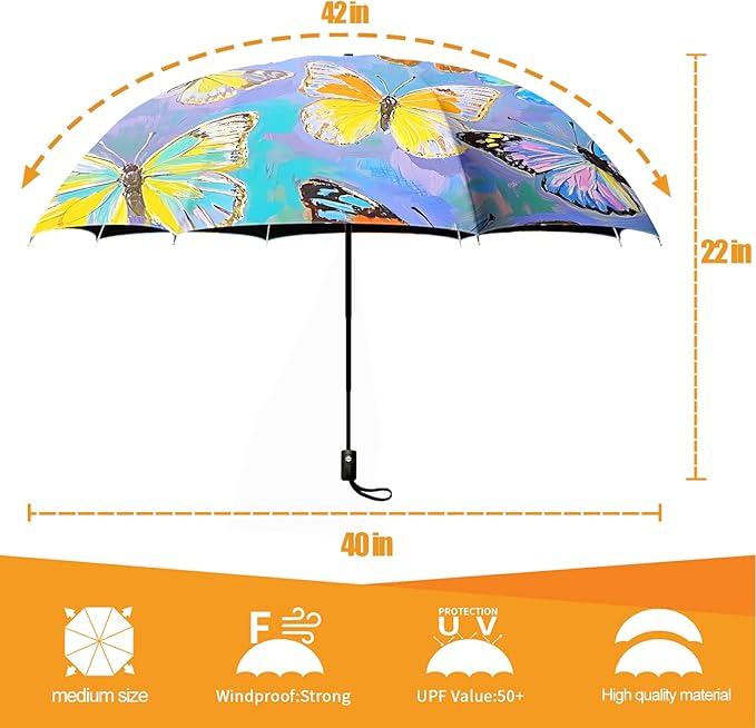 Small Compact Travel Automatic Folding Umbrella for Women Portable Lightweight Rain Wind UV Sun Shade