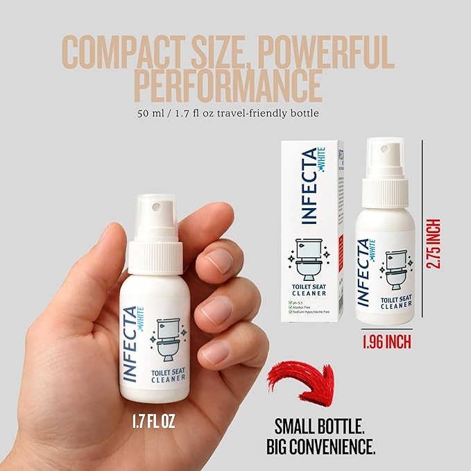 INFECTA WHITE – Toilet Spray Travel Size Multipurpose Cleaning Spray (50 ml) All Purpose Cleaner for Toilet Seats Bathtub Fresh Scent Bathroom Essentials &amp Mini Travel Toiletries (Pack of 3)