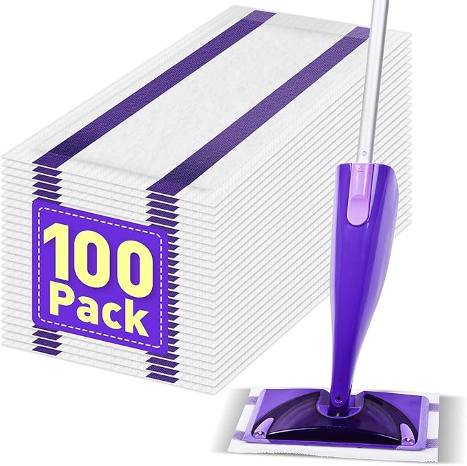 Mop Pads Refills Compatible with WetJet Mop Disposable Mop Pads for Hardwood Floors Tile Laminate &amp Multi-Surface Cleaning 100 Pack