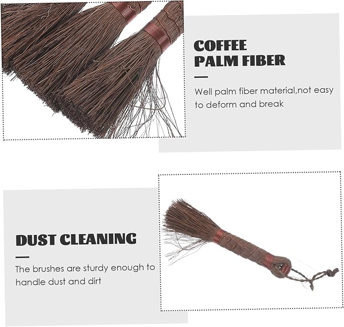 6pcs Handheld Bonsai Planter Cleaning Brush Palm Fiber Broom Multi-Function Garden Pot Scrub Brush for Easy Clean
