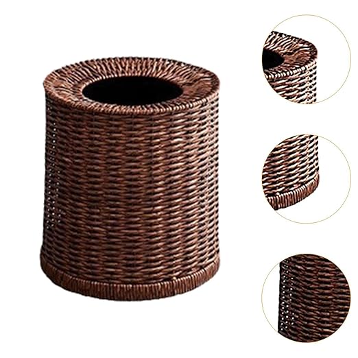Trash Can Garbage Can Waste Basket Trash Bin Woven Wastebasket for Office Home Bedroom S