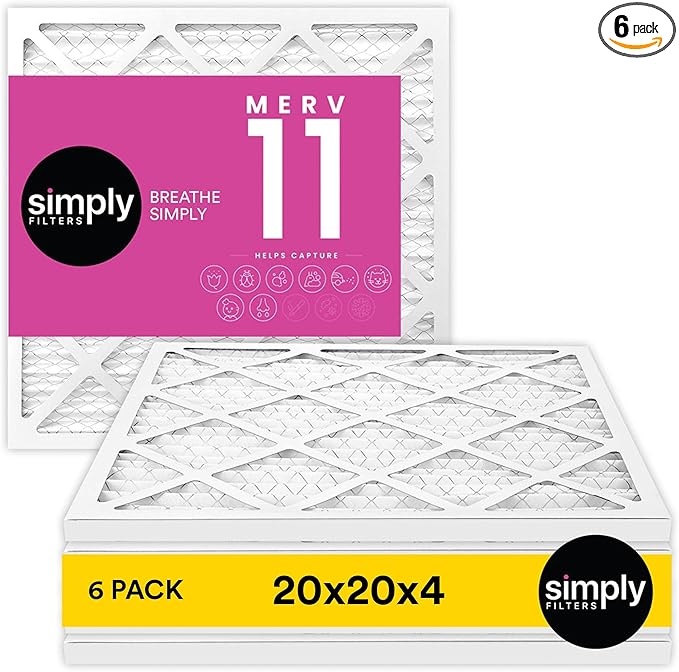Simply 24x24x4 Air Filter MERV 11 6 Pack Furnace Air Filter for HVAC (Actual Size: 23.5x23.5x3.63) DUST Pet &amp Allergy Control