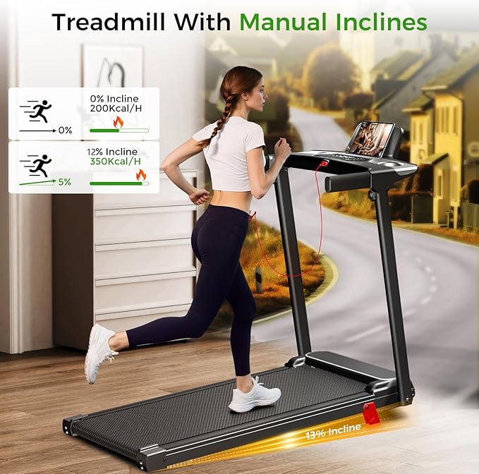 Portable Treadmill with Incline 3.0HP Walking Pad with Handle Bar 3-in-1 Foldable Treadmill for Home Office Small Space with Quiet Brushless 300 LBS Capacity
