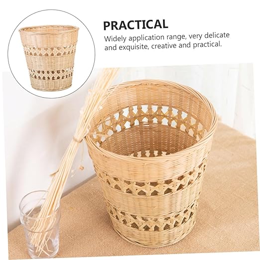 Handmade Woven Trash Can Wastebasket Multi-Function Storage Basket Material Rustic Home Decor