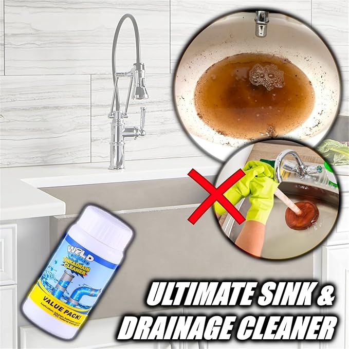 Wild Tornado Pipe Dredge Deodorant Ultimate Sink &amp Drainage Cleaner Portable Powder Cleaning Tool Super Clog Remover Chemical Powder Agent for Kitchen Toilet Pipe Dredging