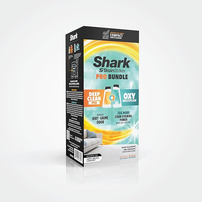 Shark StainStriker Cleaning Solution Bundle for Portable Cleaners Carpet and Area Rug Formula Instantly Eliminates Odors Includes 32 oz OXY Multiplier and 16 oz Deep Clean Solution PXCMBUNDLE
