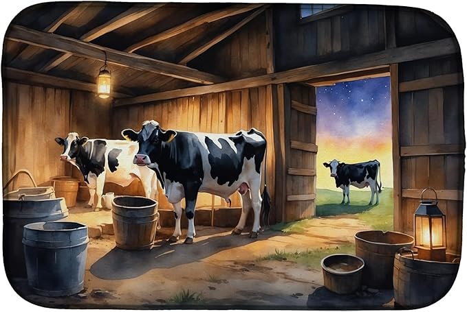 Caroline's Treasures Cows Evening Milking Time Dish Drying Mat Absorbent Dish Drying Mat Pad for Kitchen Counter Dish Drainer Mat for Countertop 14 x 21 Multicolor