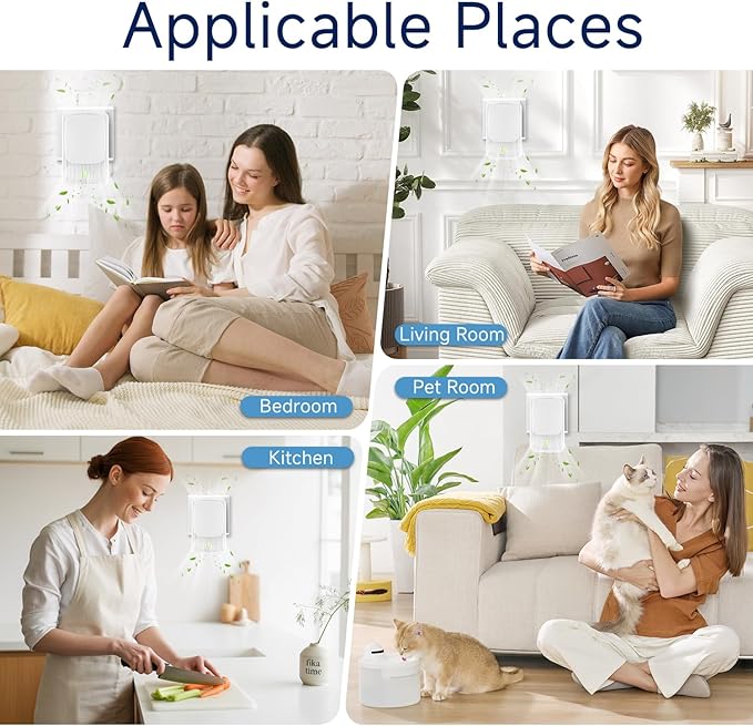 Plug In Negative Ion Air Purifier – 4 Pack Quiet Three-speed Adjustment Air Ionizers Mini Air Fresheners for Home Bedroom Office Kitchen Portable Odor Eliminator for Smoke Dust Pet Smell