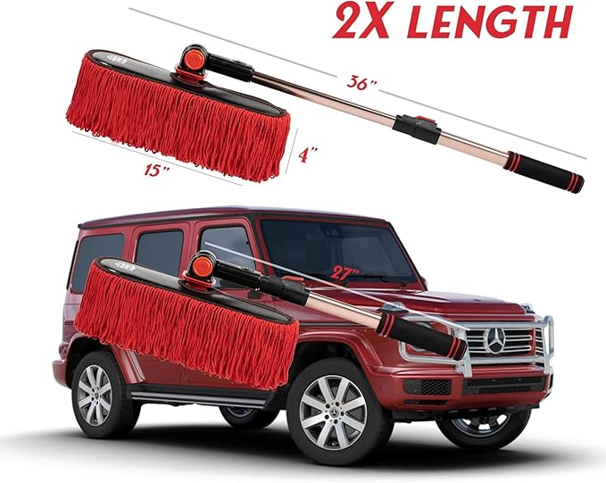 Car Duster Exterior Scratch FreeSoft Car Brush Kit for TruckSUVRV and MotorcycleWax Cotton HairDusters with Extendable HandleDuster for CleaningDust Pollen RemovingNo Lint