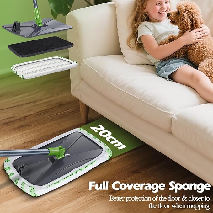 MASTERTOP Dust Mop for Hardwood Floors Extra Large Microfiber Flat Mop with 5 Wet &amp Dry Reusable Pads Hardwood Mops with Telescopic Handle for Laminate Tile Vinyl