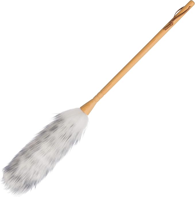 REDECKER Lambswool Duster Natural Magnet for Dust and Fine Particles Cleans Without Scratching 29-1/2 inches - Lambs Wool Dusters for Cleaning - Lambs Wool Duster Made in Belgium Reusable Duster
