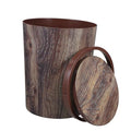 Mobestech Retro Wood Grain Plastic Trash Can Large Capacity Wastebasket for Bedroom Kitchen Office Bathroom Aesthetic Appeal Spacious Design for Spaces