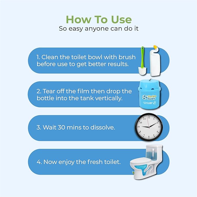 Ultra-Long Lasting Toilet Bowl Cleaners – 6 Pack Automatic Toilet Tank Cleaning Bottles Tablets Long-Lasting Stain &amp Odor Control Septic-Safe Blue Water Fresh Scent