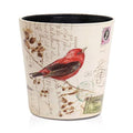 PU Leather Small Trash Can Wastebasket Round Garbage Container Basket for Bathrooms Laundry Room Kitchens Offices Kids Rooms BedroomsDormsHome Decorative Art Bin 2.9 Gallon(Bird Design)