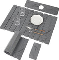 3 PCS Large Stone Dish Drying Mat for Kitchen Counter Quick Dry Stone Dishes Mats Foldable and Super Absorbent Diatomaceous Earth Drying Pad for Plate Rack Utensils 24×16 Dark Gray Marble