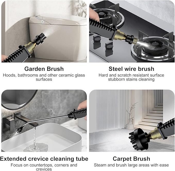 Steam Cleaner Handheld 1500ml High Temperature High Pressure with 3 Brush Heads Portable Steam Machine for Home Car Floors Kitchen Bathroom and More