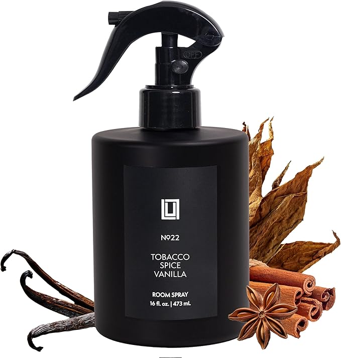 Lulu Candles | Tobacco Spice &amp Vanilla | Luxury Room Spray | Fine Mist Air Freshener| Aromatherapy Odor Eliminator | 16 Fl. Oz.