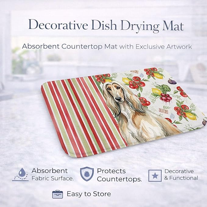 Caroline's Treasures Afghan Hound Vegetables Dish Drying Mat Absorbent Dish Drying Mat Pad for Kitchen Counter Dish Drainer Mat for Countertop 14 x 21 Multicolor
