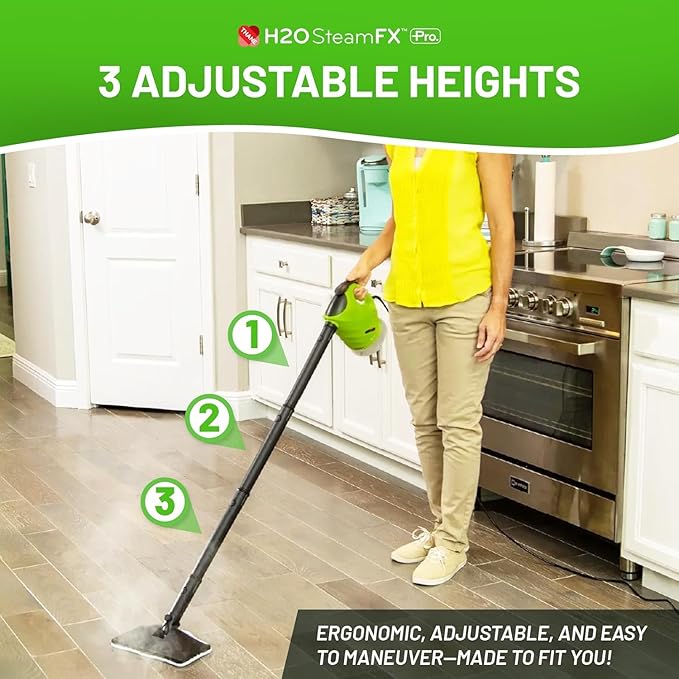 H2O Steam FX Pro Handheld Steam Cleaner | 5-in-1 Spot Cleaner &amp Floor Mop | Includes Extension Bars Window &amp Garment Tools | Grout Glass &amp Sealed Floors