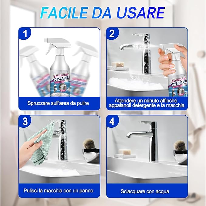 Bathroom Descaler Foam Cleaner Spray 2026 New Upgraded Multipurpose Stubborn Stains Cleaner All Purpose Rinse Cleaning Foam Powerful Descaling Cleaning Agent for Kitchen Bath Glass (2)