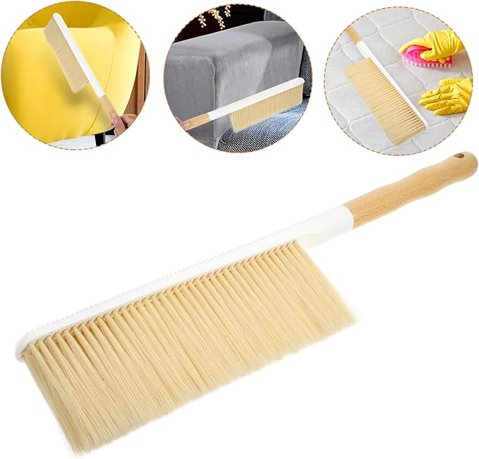 Beaupretty 4pcs Handle Soft Brush for Cleaning Versatile Tool for Sofa Carpet Bed Counter Gentle Bristles for Dirt Removal Beech Design