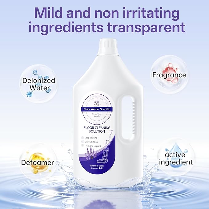 Floor Cleaning Solution Compatible With Tineco/Bissell/Dreame And Shark Fragrance Deodorization Deep Cleans for Multiple Hard Floors Suitable With Cordless Wet/Dry (【Lavender】 2.51 Liter)