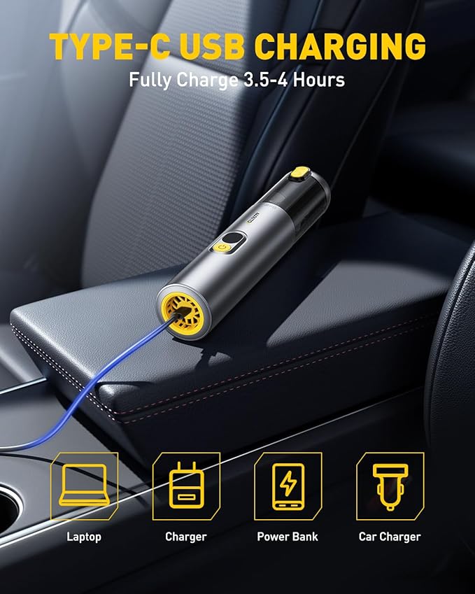 AUXITO Car Vacuum Cleaner - Portable Handheld Vacuum Cleaner 14000Pa Suction Power Blow &amp Suction 2 in 1 Mini Vacuum Cleaner Hand Held Vacuum for Car Home Pet Office Gifts for Men (Silver)