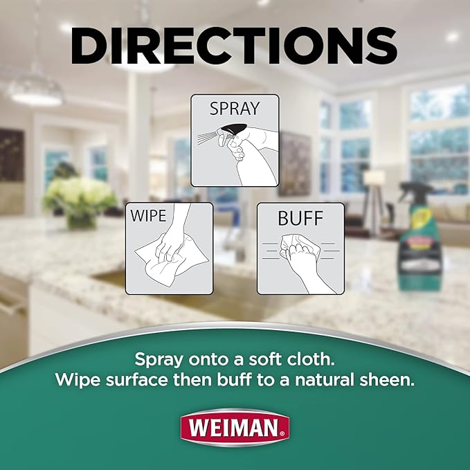 Weiman Disinfecting Granite Daily Clean &amp Shine Refill 64 Oz - Safely Clean Disinfect and Shine Granite Marble Soapstone Quartz Quartzite Slate Limestone Corian Laminate Tile Countertop (Pack of