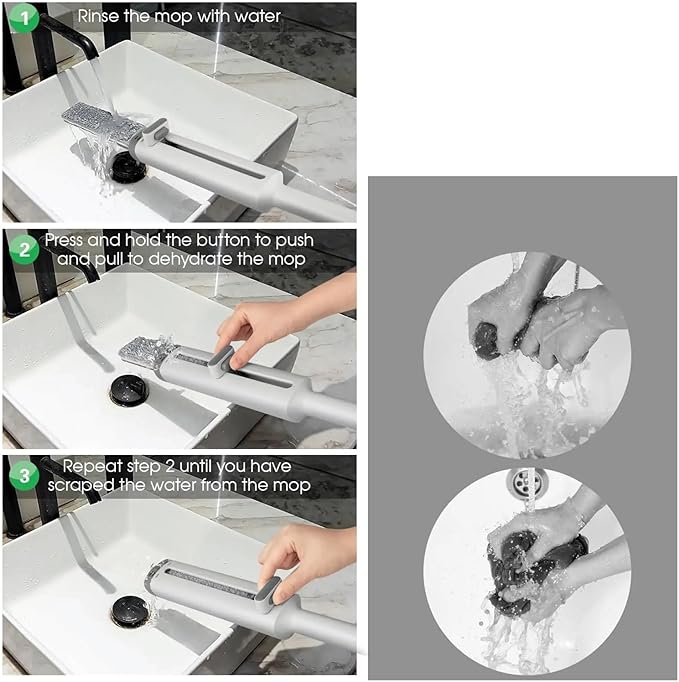 Compact Mini Mop for Kitchen Floor Cleaner Desktop Easy Storage Design for Tile and Hardwood(3 Cloths)