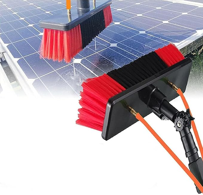 Window Telescopic Cleaning Brush with Extension Pole Suitable for Cleaner Conservatory Roof Photovoltaic Panel Cleaning Extendable Solar Panel Roof Cleaning Tools30cmBrush-9mRod (50cmbrush 9mRod)