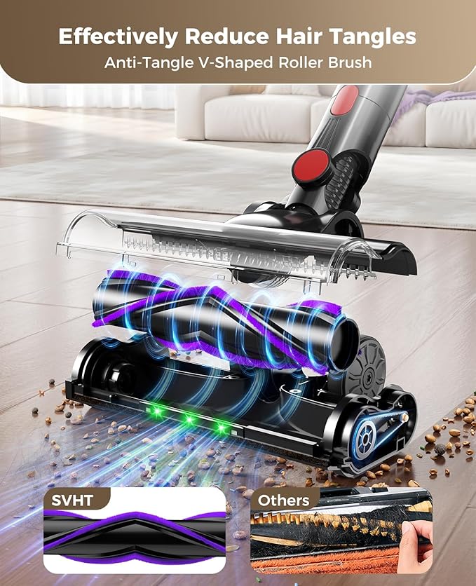 Cordless Vacuum Cleaner 450W 40KPA Vacuum Cleaners for Home 45 Mins Lightweight Stick Vacuum Cordless with LED Display Rechargeable Battery Vacuum for CarpetPet HairHardwood Floor