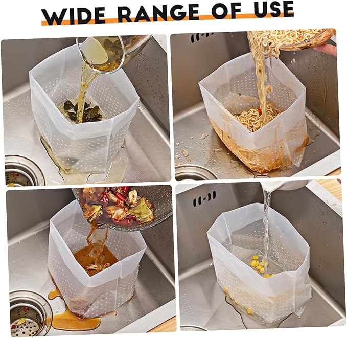 Baluue 150 Pcs Self Standing Kitchen Trash Bags with Hollow for Food Drainage Material Waste Bin Liners for Bathroom Office Bedroom and Picnic Use