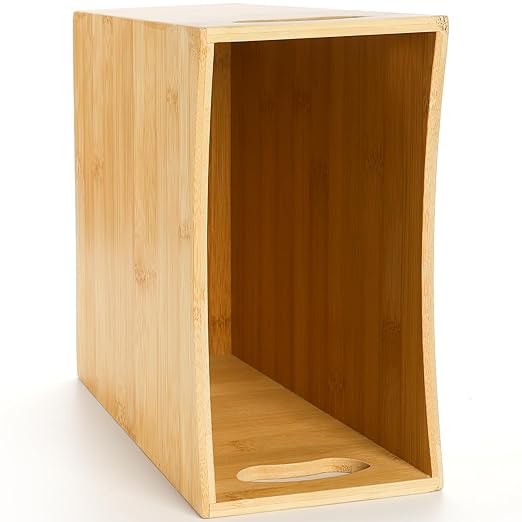 TOPZEA Bamboo Waste Basket Rectangular Narrow Trash Can with Handle Wastebasket Waste Bin Garbage Can for Bathroom Bedroom Office and Home 10.5 x 5.7 x 10.25