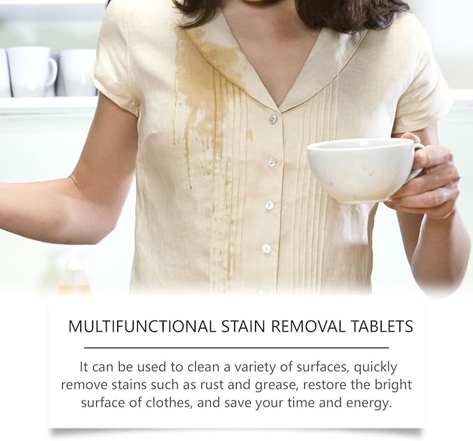 Multi-Purpose Stain Remover Cleaning Tablets - For Kitchen Bathroom Clothes - Removes Rust Grease Dirt Effectively(2PCS)