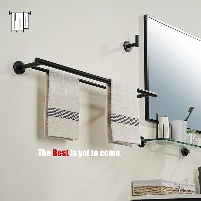 JQK Double Towel Bar Oil Rubbed Bronze 27 Inch 304 Stainless Steel Thicken 0.8mm Bath Towel Rack for Bathroom Towel Holder Wall Mount ORB Useable Length 24 Inch 2 Pack TB100L24-ORB-P2