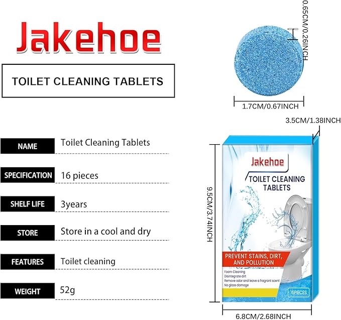 Toilet Cleaning Tablets 16 Pieces 3-Year Shelf Life Foam Action Stain Remover