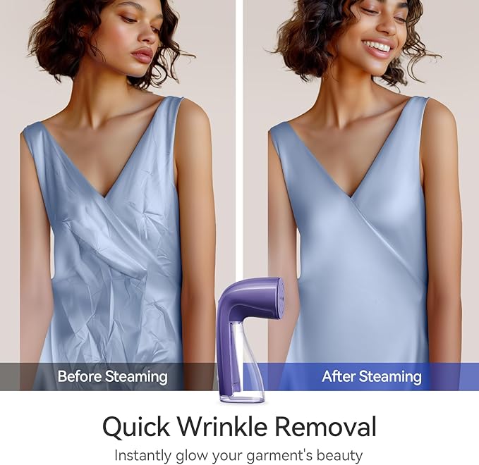 HiLIFE Steamer for Clothes Portable Handheld Design 240ml Big Capacity 700W Strong Penetrating Steam Removes Wrinkle for Home Office and Travel(ONLY FOR 120V) (Royal Purple)